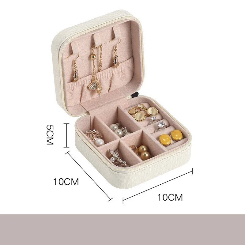 Mini Boîte à Bijoux de Voyage Compacte en Cuir - Organisateur Portable pour Bagues, Colliers & Boucles d'Oreilles (10x10x5cm) - SilverProtect - kit de nettoyage et polissage