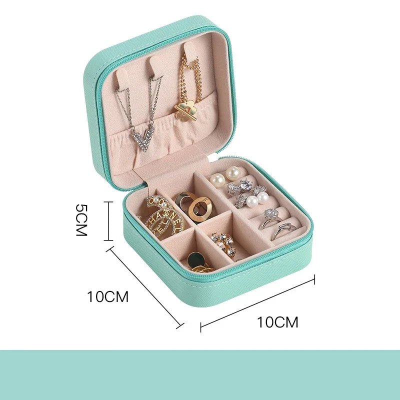 Mini Boîte à Bijoux de Voyage Compacte en Cuir - Organisateur Portable pour Bagues, Colliers & Boucles d'Oreilles (10x10x5cm) - SilverProtect - kit de nettoyage et polissage
