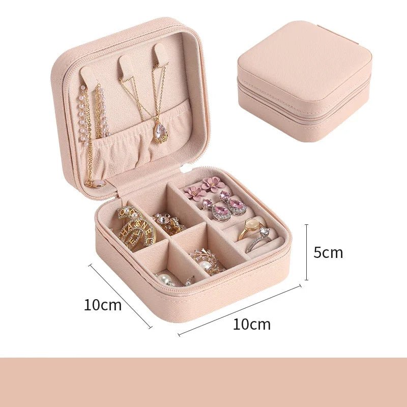 Mini Boîte à Bijoux de Voyage Compacte en Cuir - Organisateur Portable pour Bagues, Colliers & Boucles d'Oreilles (10x10x5cm) - SilverProtect - kit de nettoyage et polissage